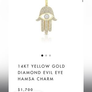 Anne Sisteron 14k YG Diamond Evil Eye Hamsa Pendant, worn once